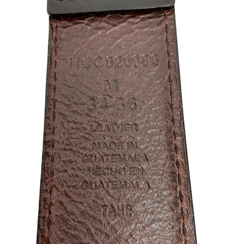 Columbia 100% Buffalo Leather Belt With Large Brass Buckle Mens M 34-36 Made In